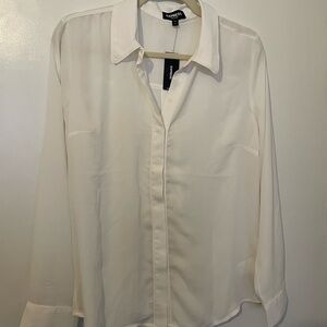 Express Portofino White Long Sleeve Shirt/Blouse